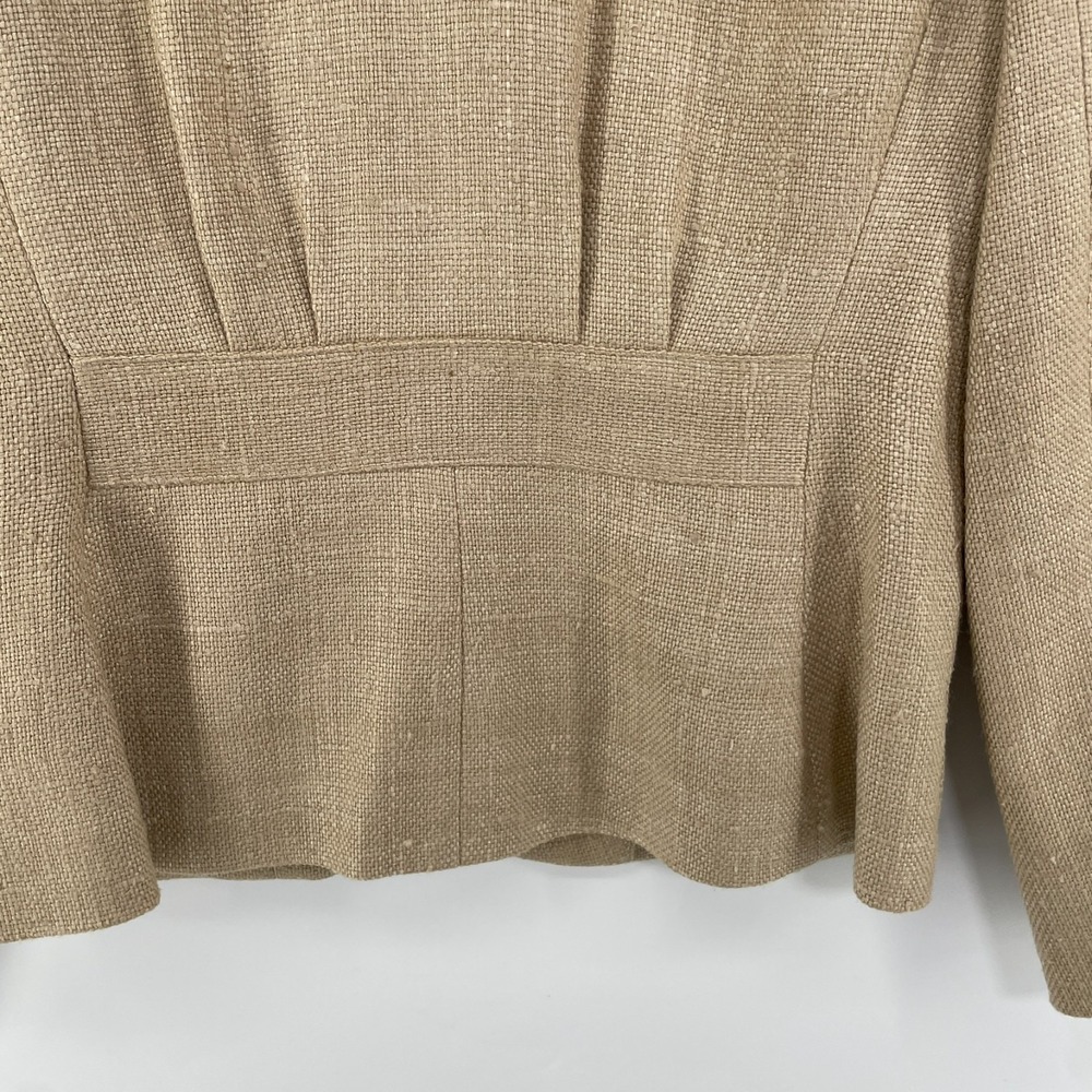 Ralph Lauren LRL Blazer Women 4 Beige 100% Silk Tweed Quiet Luxury Old Money - Picture 9 of 14